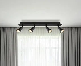 Drew 4 Sort spotlight Fra Globo Lighting - Drew &auml;r en stilren takspotlight som imponerar med sin enhetliga svarta design.