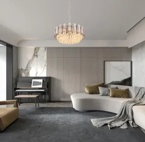 Orgina Ø60 Røgfarvet krystal Fra Globo Lighting - Takkronan Orgina tillf&ouml;r rummet en lyxig k&auml;nsla med gnistrande kristaller och r&ouml;kf&auml;rgade glasstavar.