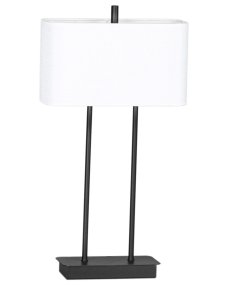 Luton 56cm Sort Fra By Rydéns - Den sorte metalbase med den lange stander passer perfekt til den rektangul&aelig;re h&oslash;rsk&aelig;rm i hvid.
