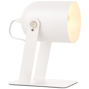 Yan 24cm Hvid bordlampe Fra Brilliant - Den er udstyret med en praktisk afbryder p&aring; ledningen, og kablet er omkring 1,5 meter langt.