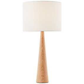 Kirou 50cm Træ bordlampe Fra Brilliant - Denne elegante bordlampe med hvid skærm og naturlig træfod skaber en varm og indbydende atmosfære i dit hjem.