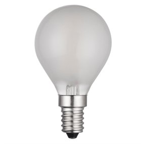 LED E14 kuglepære mat 0,8W 2700K Hvid Fra Unison - CLASSIC globe mat E14 lyskilde med effekt p&aring;; 0,8W og et varmt lys p&aring; 2700K giver en bl&oslash;d og behagelig lysspredning.