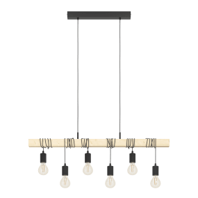 Townshend 100cm Træ loftslampe Fra Eglo - Townshend er en rustik pendellampe, der kombinerer metal og tr&aelig; i et moderne design.