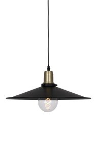 Disc Ø40 Sort loftslampe Fra Globen Lighting - Lampen er udstyret med en 120 cm lang tekstilledning og en sort loftskop af plastik.