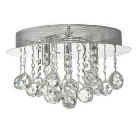Plafond kristall 35cm K9 Chrom krystal Fra Oriva - Dens moderne design med perforeret metalring giver en flot kontrast til de funklende krystaller.