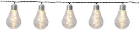 Glow Gennemsigtig solcellelampe Fra Star Trading - Solcellestreng med 10 lys, hver med 5 lyspunkter med varmt hvidt lys.