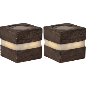 Stonecube 2-pk Grå solcellelampe Fra Star Trading - S&aelig;t med 2 dekorative solcellesten, der falder naturligt i &eacute;t med haven.
