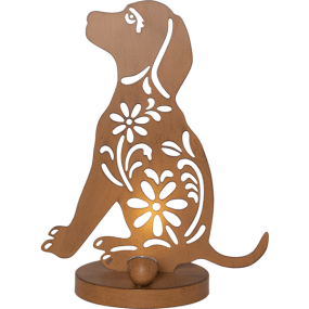 Oxidog Rust solcellelampe Fra Star Trading - Den er lige s&aring; smuk t&aelig;ndt som slukket og er perfekt til placering p&aring; en trappe, i et blomsterbed eller p&aring; altanen.