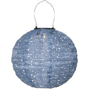 Festa Blå solcellelampe Fra Star Trading - Festa solcellelanternen er lavet af polyester med et perlemønster, der skaber et smukt skyggespil, når den skinner i mørket.