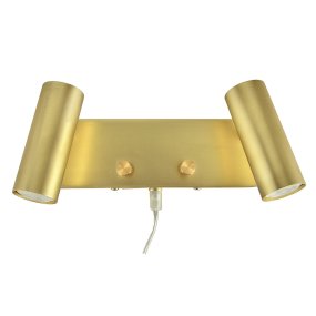 Mini II Børstet messing læselampe Fra Oriva - Mini II metalvæglampe med børstet mesh-finish er en praktisk og elegant belysningsløsning.