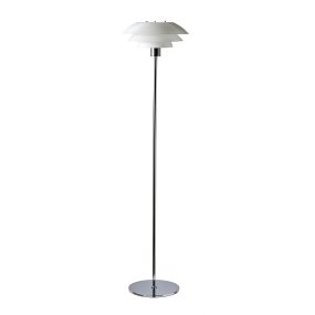DL31 Chrom gulvlampe Fra Dyberg Larsen - DL-seriens lamper har til f&aelig;lles de tre runde pladeformede sk&aelig;rme, der giver en klassisk og enkel stil til det minimalistiske hjem.