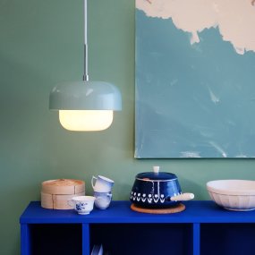 Haipot Ø23 Mynte loftslampe Fra Dyberg Larsen - Lampen er designet af danske Frank Kerdil og produceret i samarbejde med stylist Anette Eckmann og er inspireret af det japanske univers og Australiens smukke farver.