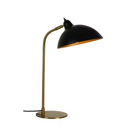 Futura 55cm Messing bordlampe Fra Dyberg Larsen - Den sorte overflade og den antikfarvede inderside af skærmen spreder et varmt lys og skaber en hyggelig atmosfære i hjemmet.