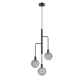 Chester 32cm Sort Fra Dyberg Larsen - Chester loftslampe med tre arme og røget glas.