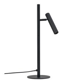 Carlo 48cm Sort skrivebordslampe Fra Dyberg Larsen - Den har en indbygget LED og en trinløs lysdæmper, der styres med en touch-knap.