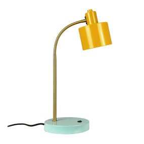 Ocean Flex 45cm Flerfarvet skrivebordslampe Fra Dyberg Larsen - Lampefoden i håndpoleret messingfinish giver hvert møbel et unikt og eksklusivt præg, mens den fleksible arm gør det nemt at styre lyset efter behov.
