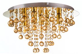 London Ø46 Guld plafond Fra Globo Lighting - London &auml;r en elegant plafond i guld med dekorativa prismor.