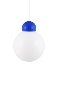Ripley Ø25 Blå loftslampe Fra Globen Lighting - Lampen er lavet af metal og har en glassk&aelig;rm i opalhvidt glas, der spreder et flot lys i rummet.