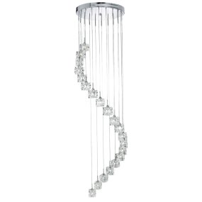 Ice Cube Ø45 Krom Fra Searchlight - Hver isterning indeholder en integreret LED-lyskilde, der udsender et stærkt, klart hvidt lys og skaber en effektfuld glød gennem det transparente glas.