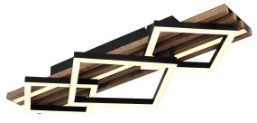 Obrien 60cm Træ plafond Fra Globo Lighting - Takf&auml;stet som efterliknar akustikpanel i kombination med de mattsvarta detaljerna i metall bidrar med industriell k&auml;nsla till rummet.