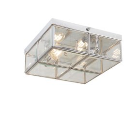 Pisa 25cm Krom plafond Fra Searchlight - De firkantede paneler i poleret krom og klart glas skaber et sp&aelig;ndende lysspil og et interessant design, der tiltr&aelig;kker opm&aelig;rksomhed uden at overtage rummet.
