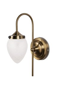 Juni 24cm Antik messing/hvid badeværelseslampe Fra Globen Lighting - Juni med sin smukke slebede og matterede glas- og metalsk&aelig;rm tager dig tilbage i tiden til starten af 1900-tallet.