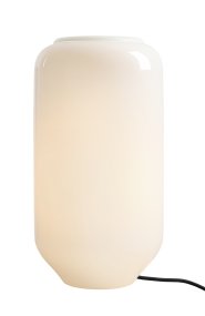 Flask 36cm Hvid/sort bordlampe Fra Artera - Den høje, afrundede opalglasskærm spreder et blødt og behageligt lys, der skaber en varm og indbydende atmosfære.