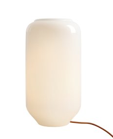 Flask 36cm Hvid/terrakotta bordlampe Fra Artera - Den høje, afrundede opalglasskærm spreder et blødt og behageligt lys, der skaber en varm og indbydende atmosfære.