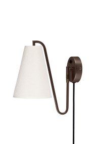 Lou 28cm Bronze væglampe Fra Globen Lighting - Lou er en funktionel og dekorativ v&aelig;glampe med et bev&aelig;geligt led og en lampesk&aelig;rm lavet af boucl&eacute;stof.