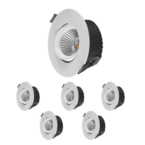 Bondy Downlight 6-pk Hvid Fra Designlight - Installationsdybden er kun 32,5 mm, hvilket betyder, at det kan installeres, hvor der er begr&aelig;nset plads, for eksempel med en 25 mm stolpe og gipsplader.