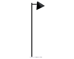 Tratt Micro Sort/marmor gulvlampe Fra Westal - Funnel er en moderne gulvlampe lavet af rustfrit st&aring;l i sort pulverlakeret farve med en lampebase i hvid marmor.