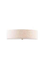 Noah Ø50 Beige plafond Fra Globen Lighting - Lampen er kombineret med en detalje i poleret messing, stoffet har et levende m&oslash;nster og en hvid bl&aelig;ndingsbeskyttelse i bunden for at sprede et behageligt lys.