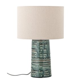 Freyah 46cm Grøn Fra Bloomingville - Freyah bordlampen er en stilfuld indretningsdetalje med en stent&oslash;jsbase og en levende reaktiv glasur, der g&oslash;r hvert m&oslash;bel helt unikt.