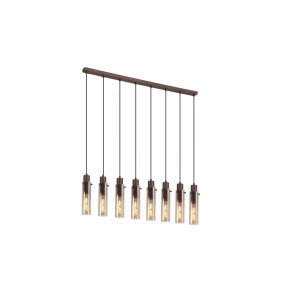 Sweden 110cm Brun Fra Searchlight - De aflange ravfarvede glasskærme skaber et blødt lys og en elegant fornemmelse, mens den mokkafarvede metalramme giver et sofistikeret og moderne udtryk.