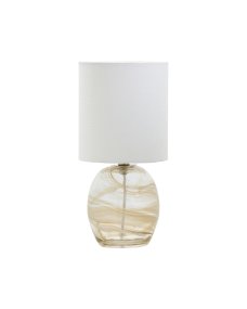 Hite 44cm Off-white bordlampe Fra House Doctor - Den afrundede glasbase er udsmykket med et smukt off-white hvirvelm&oslash;nster, der g&oslash;r hvert stykke unikt og giver lampen et levende udtryk.