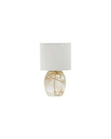 Hite 28cm Off-white bordlampe Fra House Doctor - Den afrundede glasbase er udsmykket med et smukt off-white hvirvelm&oslash;nster, der g&oslash;r hvert stykke unikt og giver lampen et levende udtryk.