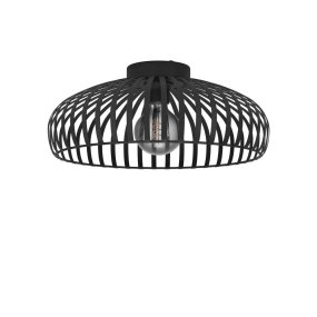 Mogano Ø43 Sort plafond Fra Eglo - Denne stilfulde loftslampe i sort metal med et løst, riflet mønster giver dit værelse en moderne og luftig følelse.