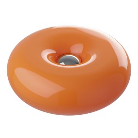 Basile 10cm Orange Fra Eglo - Basile er en dekorativ lampe i orange glas med s&oslash;lvdetaljer og en rund, bl&oslash;d form.