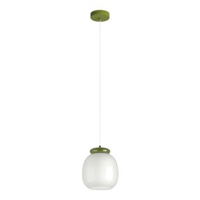 Berardelli Ø23 Hvid Fra Eglo - Den grønne skærm og detaljen over glasskærmen giver lampen et legende udtryk og er et flot farvestrejf i rummet.