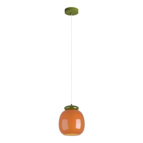 Berardelli Ø23 Orange Fra Eglo - Den grønne skærm og detaljen over glasskærmen giver lampen et legende udtryk og er et flot farvestrejf i rummet.