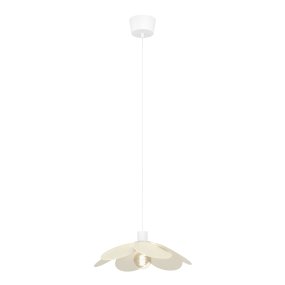 Binacua Ø40 Beige loftslampe Fra Eglo - Tekstilet giver lampen et blødt og hyggeligt udtryk, mens blomsterformen bliver et legende element i rummet.