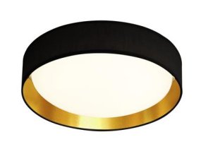 Gianna Ø37 Sort plafond Fra Searchlight - Denne moderne loftslampe er lavet af akryl og suppleres af en sort tekstilskærm med et gyldent interiør, der passer perfekt ind i et hjem med en klassisk indretningsstil.
