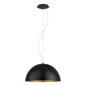 Gaetano Ø53 Sort loftslampe Fra Eglo - Denne pendel har en halvkugleformet skærm i en mat sort overflade, som giver et moderne og minimalistisk look.
