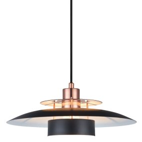 Sørup Ø40 Kobber loftslampe Fra Halo Design - Med sine sorte og kobberdetaljer skaber den en sofistikeret atmosfære i både moderne og klassiske hjem.