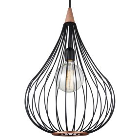 Drops Ø38 Sort loftslampe Fra Halo Design - Det sortlakerede metal i kombination med det børstede kobber tilføjer en elegance til rummet.