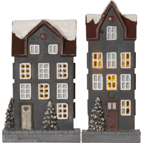 Hus 2-pk Grå Fra Star Trading - Passer perfekt i hele den m&oslash;rke &aring;rstid og bliver en stemningsfuld dekoration til advent og jul.