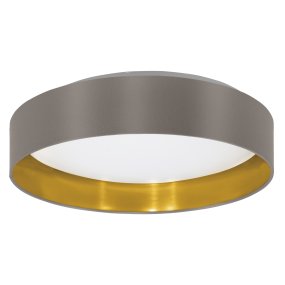 Maserlo Ø38 Brun plafond Fra Eglo - Maserlo loftlampen har en brun tekstilramme og et skinnende, guldfarvet interi&oslash;r, der giver lampen et elegant udtryk.