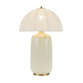 Crosby 70cm Cremet hvid Fra Elstead Lighting - Designet er inspireret af klassiske parasoller og suppleres af en hv&aelig;lvet lampesk&aelig;rm i tyndt, let stof.