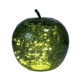 Äpple 22cm Grøn bordlampe Fra Pixie Design - Den er udstyret med en timer og en praktisk 5-trins lysd&aelig;mper til at justere lyset efter behov, hvilket g&oslash;r den perfekt til b&aring;de arbejdsbelysning og hyggelig aftenbelysning.