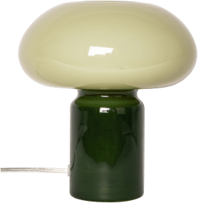 Glas 23cm Grøn bordlampe Fra Eja - En dekorativ bordlampe med bløde former og et stilfuldt design, der er fremstillet udelukkende af glas.